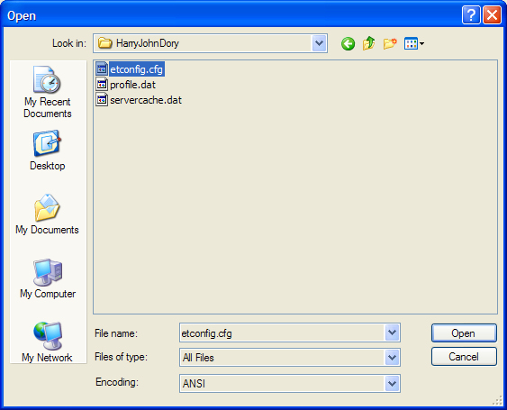 selecting etconfig.cfg