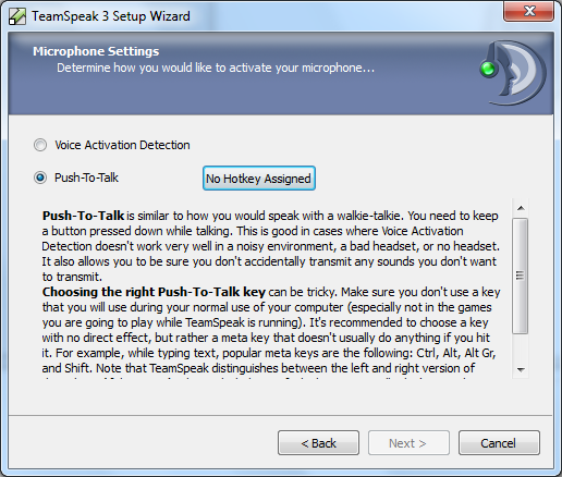 microphone activation selection