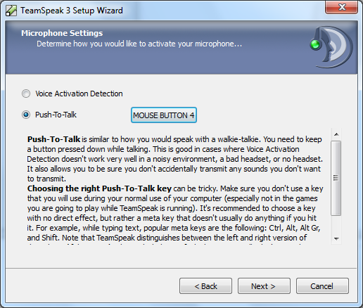 push to talk assigned
