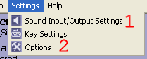 main settings menu